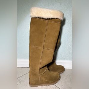 UGG Women's Over-the-Knee Suede Boots with Shearling Cuff - Chestnut/Tan